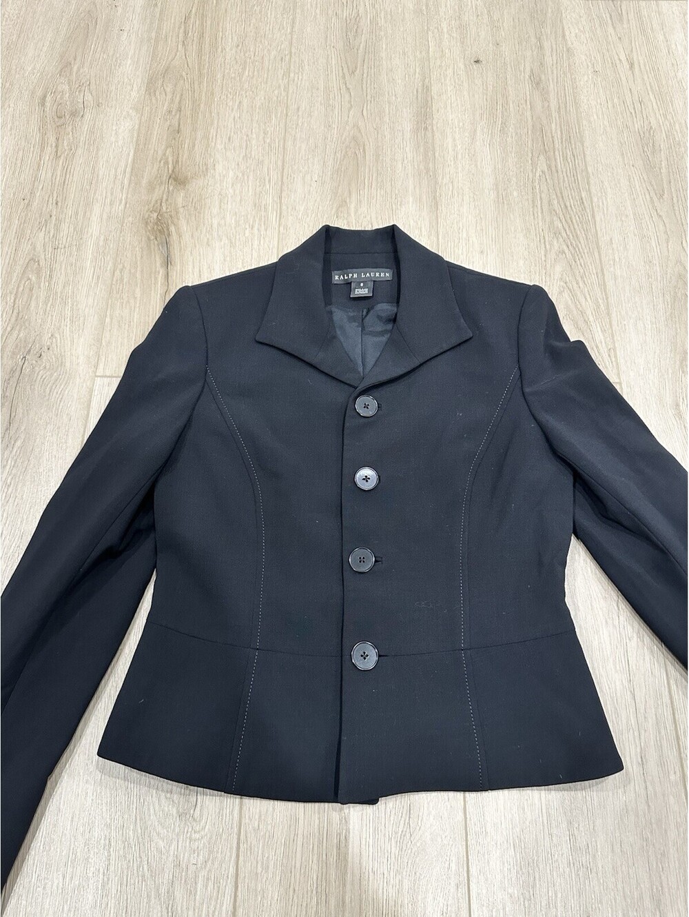 VTG Ralph Lauren Black Label Wool Blend Stretch Blazer Jacket Made In USA Sz 8 - Picture 3 of 15